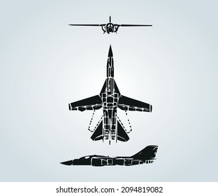 abstract structure of war plane for illustration