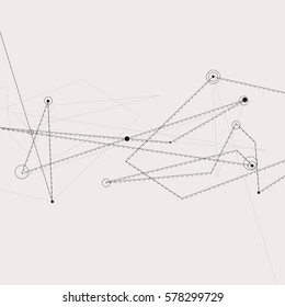 Abstract structures of lines and dots in technology and science style.