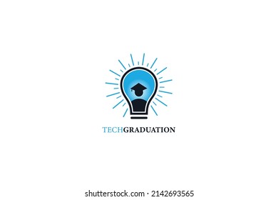 Resumen de la figura estudiantil y diseño del logo del vector de la bombilla. Concepto de diseño del logotipo del vector de educación. Vector de icono del logotipo de la bombilla.