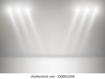 Abstract studio backdrop white and gray background. Vector illustration