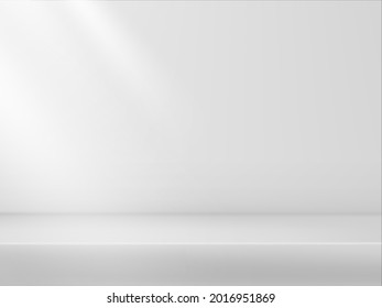 Abstract studio product showcase background. White studio backdrop.