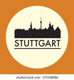 Abstract Stuttgart skyline, with various landmarks, vector illustration