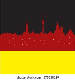 Abstract Stuttgart skyline, with various landmarks, vector illustration