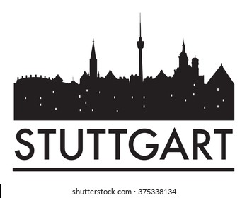 Abstract Stuttgart skyline, with various landmarks, vector illustration