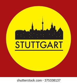 Abstract Stuttgart skyline, with various landmarks, vector illustration