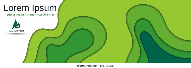 Abstract style 3d paper cut vector banner template