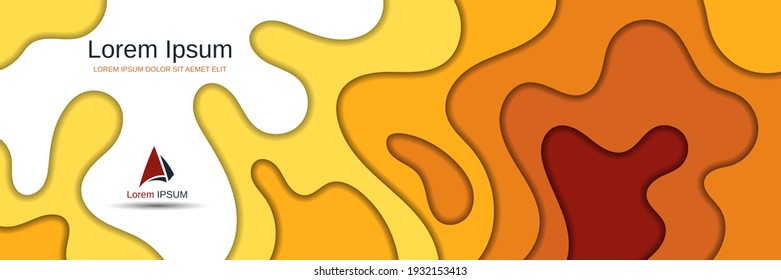 Abstract style 3d paper cut vector banner template