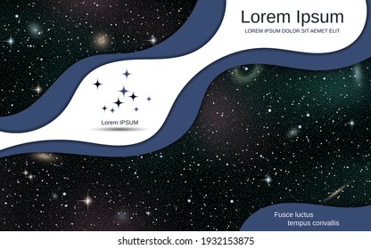 Abstract style 3d paper cut night sky vector background