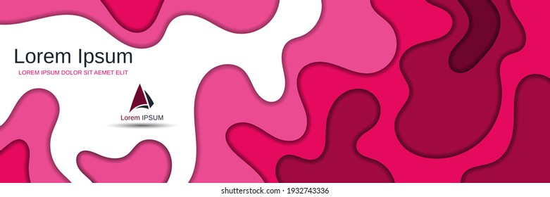 Abstract style 3d paper cut vector banner template