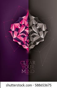 Abstract style advertising poster, with designed geometric object and motivational slogan. Vector illustration.