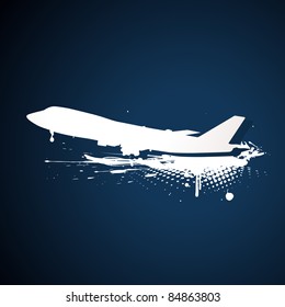 abstract style airplane on grunge art