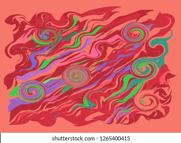 Abstract style artistic background. Vector Flat design for web project. Surreal pattern vintage-inspired color texture illustration. Liquid paint backdrop, oil acrylic brush hand drawn swirling curves