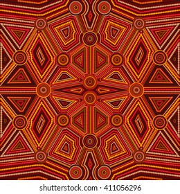 Abstract Style Of Australian Aboriginal Art. Vector Geometric Background Pattern. Ethnic Style.