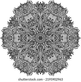 diseño de dibujo de batik de estilo abstracto parte 5 blanco negro