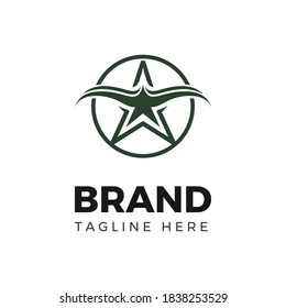 Ave de estilo abstracto en una plantilla de logotipo de forma estrella