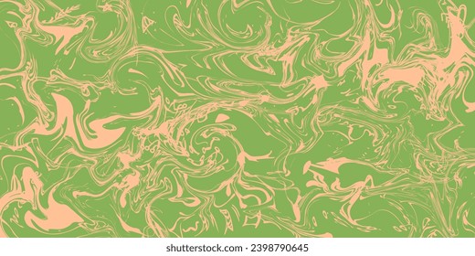 Abstract style chaotic wavy peach and green design - background. Peach Fuzz. Multicolored vector illustration for cards, business, banners, wallpaper, textile	