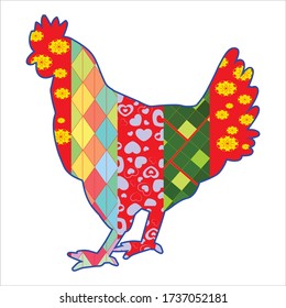 Abstract Style Colored Rooster Vector.Vector illustration. Rooster. Cock Illustration in Abstract style. Grunge label, sticker for the farms and manufacturing depicting roster. Grunge label.