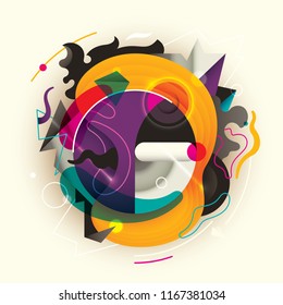 Abstract style composition in color. Vector illustration.