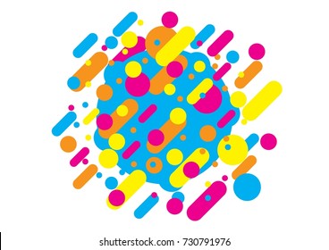 Abstract style composition with geometric shapes in various colors. Vector illustration. Background. Tao-cosmic