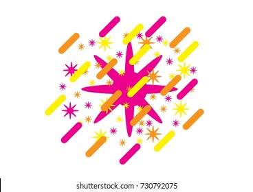 Abstract style composition with geometric shapes in various colors. Vector illustration. Background. Tao-cosmic