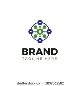 Abstract style connected circles with high technology vibe logo template