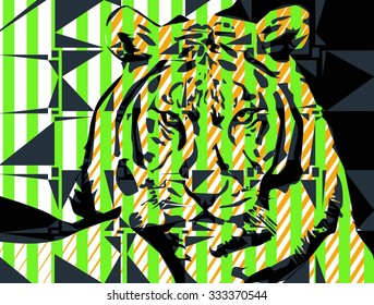 Abstract style design Tiger Face illustration Vector print pattern. fashion and graphic design. t shirt print, poster, special day gift print offer. screen printing.