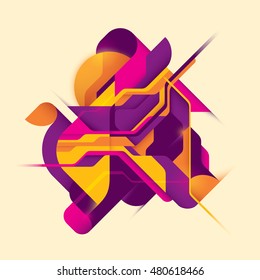 Abstract style digital illustration in color. Vector illustration.