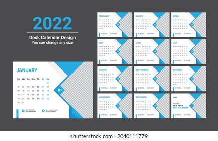 Abstract style disk calendar design. Monthly calendar template for 2022.  