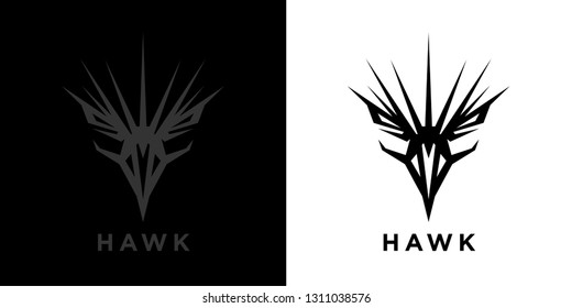 Abstract style eagle logo template design. Predator bird black hawk icon. Falcon raptor emblem sign. Vector illustration.