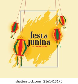 abstract style festa junina banner with hanging lanterns