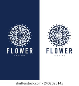 Abstract style flower logo design simple floral mandala illustrator template
