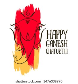 abstract style ganesh ji design with paint stroke