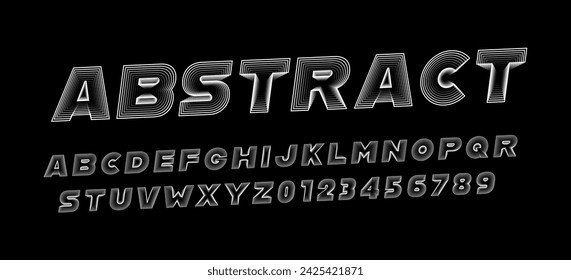 Abstract style geometric font with effect of blend lines. Contour abc alphabet for banner, poster, printing, typography, t shirt, book and card. Trendy vector illustration.