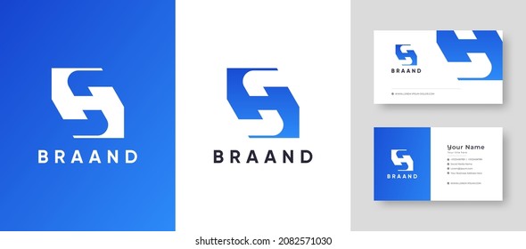 Abstract style Initial Letter HS or SH Combination Company business Logo with Business Card Design Fresh or Clean Editable Template
