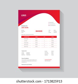 Abstract style invoice design for the business with gradient color vector template 