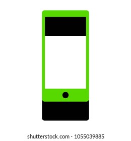 Abstract style modern gadget with blank screen. Template for any content. Vector. Green 3d icon with black side on white background. Isolated.