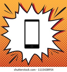 Abstract style modern gadget with blank screen. Template for any content. Vector. Comics style icon on pop-art background.