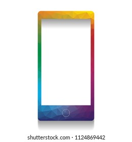 Abstract style modern gadget with blank screen. Template for any content. Vector. Colorful icon with bright texture of mosaic with soft shadow on white background. Isolated.