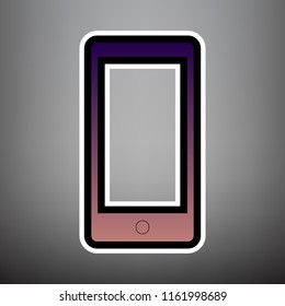 Abstract style modern gadget with blank screen. Template for any content. Vector. Violet gradient icon with black and white linear edges at gray background.