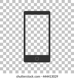 Abstract style modern gadget with blank screen. Template for any content. Dark gray icon on transparent background.