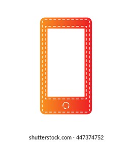 Abstract style modern gadget with blank screen. Template for any content. Orange applique isolated.