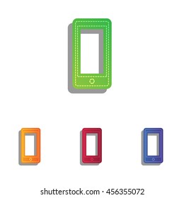 Abstract style modern gadget with blank screen. Template for any content. Colorfull applique icons set.