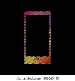 Abstract style modern gadget with blank screen. Template for any content. Coloful chalk effect on black backgound.