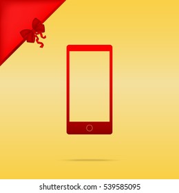 Abstract style modern gadget with blank screen. Template for any content. Cristmas design red icon on gold background.