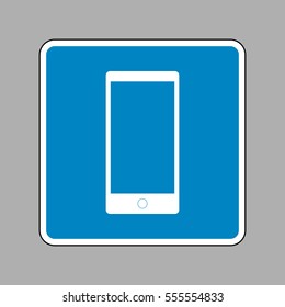 Abstract style modern gadget with blank screen. Template for any content. White icon on blue sign as background.