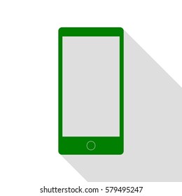 Abstract style modern gadget with blank screen. Template for any content. Green icon with flat style shadow path.