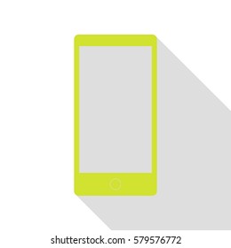 Abstract style modern gadget with blank screen. Template for any content. Pear icon with flat style shadow path.