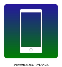Abstract style modern gadget with blank screen. Template for any content. Vector. White icon at green-blue gradient square with rounded corners on white background. Isolated.