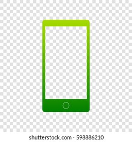 Abstract style modern gadget with blank screen. Template for any content. Vector. Green gradient icon on transparent background.