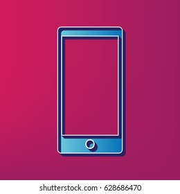 Abstract style modern gadget with blank screen. Template for any content. Vector. Blue 3d printed icon on magenta background.